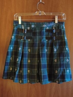 WIZARDING WORLD of HARRY POTTER Slytherin Plaid Skirt w/ Buckle Details Size Med